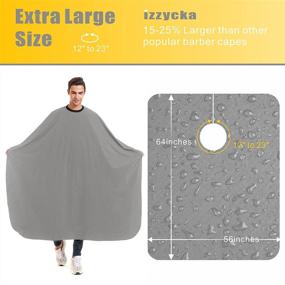 img 2 attached to Izzycka Hair Cutting Cape For Adults-Nylon Waterproof Large Salon Capes For Hair Stylit-Grey Barber Cape-With Adjustable Snap Closure-56 X 64Inch Hair Color Cape - Professional Hairstylist & Home Use