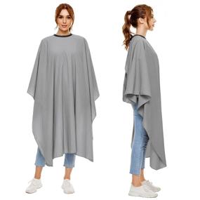 img 1 attached to Izzycka Hair Cutting Cape For Adults-Nylon Waterproof Large Salon Capes For Hair Stylit-Grey Barber Cape-With Adjustable Snap Closure-56 X 64Inch Hair Color Cape - Professional Hairstylist & Home Use