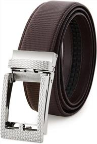 img 3 attached to Men'S Brown Leather Ratchet Dress Belt With Automatic Buckle, Adjustable Size 36-38"(Waist 28-36")