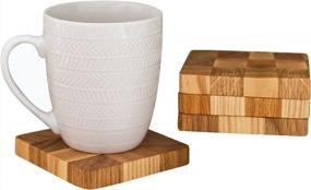 img 4 attached to Set Of 4 Natural Wood Coasters - Made In Europe From Oak And Ash End Grain - 4 Inch Wooden Coasters Set