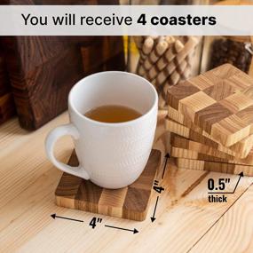 img 3 attached to Set Of 4 Natural Wood Coasters - Made In Europe From Oak And Ash End Grain - 4 Inch Wooden Coasters Set