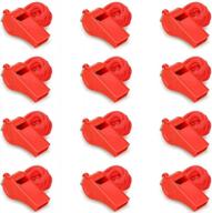 12-pack of hipat red emergency whistles with lanyard for lifeguarding, self-defense, and emergencies - loud and crisp plastic whistles for bulk use logo