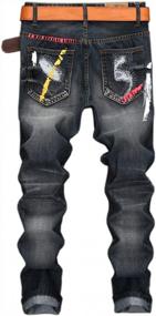 img 3 attached to Men'S Slim Fit Straight Ripped Denim Jeans Pants Distressed Paint Trousers