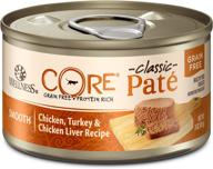 🐱 wellness core grain-free chicken, turkey & chicken liver pate canned cat food - 3 ounces (pack of 12) logo