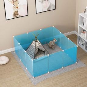 img 3 attached to MAGINELS Pet Playpen Puppy Crate Kennel Rabbit Fence Panels Exercise Pen Cage Yard Large Portable Foldable For Small Animals Rat,Blue 12 Panels (14"X18")