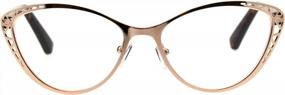 img 3 attached to Потрясающие очки для чтения «кошачий глаз» с металлической оправой и уникальным дизайном Diecut Deco для женщин