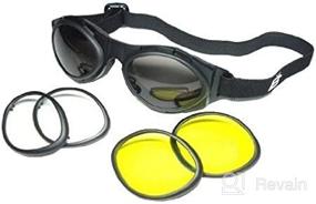 img 3 attached to 🦉 BIRDZ OWL Motorcycle Goggles - 3 Interchangeable Lenses with Clear Smoke and Yellow Lens. Anti-Fog Coating, Shatterproof & UV400 Protection