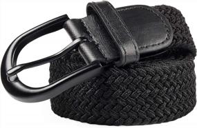 img 3 attached to Braided Stretch Elastic Buckle Leather Men's Accessories in Belts