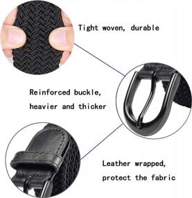 img 1 attached to Braided Stretch Elastic Buckle Leather Men's Accessories in Belts