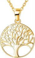 agvana gold plated sterling silver tree of life pendant necklace christmas gifts for women dainty family tree necklace anniversary birthday gifts for girls mom wife lover grandma her, 16+2 inches logo