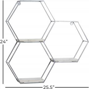 img 2 attached to Deco 79 Silver Marble Hexagon Wall Shelf 3 Полки 26 x 5 x 24