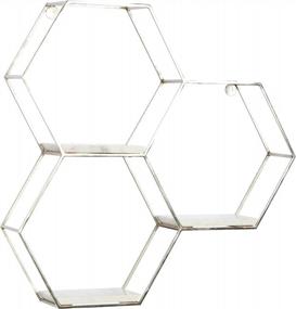 img 3 attached to Deco 79 Silver Marble Hexagon Wall Shelf 3 Полки 26 x 5 x 24