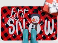добро пожаловать зимой с рождественским ковриком liengoron's: дизайн снеговика 30x19 дюймов для декора входной двери - резиновый коврик для украшения крыльца логотип