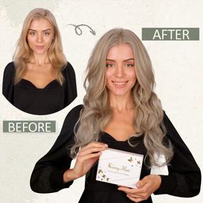 img 2 attached to Blonde Highlights Clip-In Human Hair Extensions With Double Weft - Ash Blonde & Bleach Blonde (7Pcs 120G 18Inch)