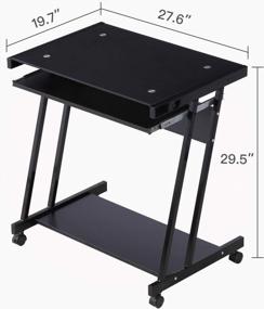 img 1 attached to Mecor Computer Desk With Tempered Glass Top, 4 Wheels, Keyboard Tray, CPU Power Stand & Metal Frame For Laptop PC Table Workstation Home Office Furniture