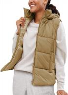 lentta women's sleeveless quilted winter warm hooded puffer vest padded gilet coat logo