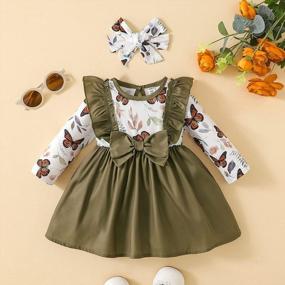 img 3 attached to Newborn Butterfly Outfit Baby Girl Butterfly Dress Long Sleeve Butterfly Prints Ruffle Dreses With Bowknot Headband