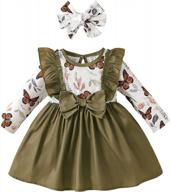 newborn butterfly outfit baby girl butterfly dress long sleeve butterfly prints ruffle dreses with bowknot headband logo