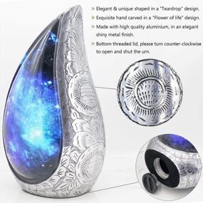 img 2 attached to Starry Sky Teardrop Urns: Elegant Funeral Urns For Ashes - Engraved Aluminum For Adults - Stunning Display Burial At Home Or Columbarium Niche