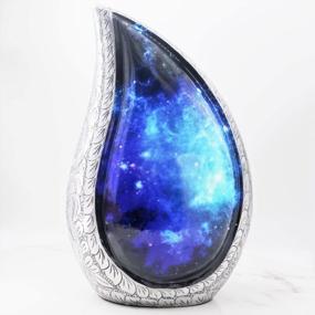img 4 attached to Starry Sky Teardrop Urns: Elegant Funeral Urns For Ashes - Engraved Aluminum For Adults - Stunning Display Burial At Home Or Columbarium Niche