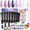 skymore poly extension nail gel kit in 6 vibrant colors with 12 rhinestones and 100 dual forms - professional nail builder gel for enhanced manicures and gel polish starters diy logo