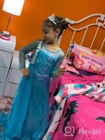 img 5 attached to Snow Queen Girls Party Dress Costume With Accessories: Princess Wig, Crown & Wand For Kids 3-8 Years