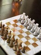 img 1 attached to White & Green Onyx 15" Staunton/Ambassador Chess Set - Handmade Marble Weighted Board Game For Adults review by Jason Bolden