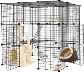 img 4 attached to 🐱 XiaZ Large Cat Cage: Versatile DIY Indoor Metal Wire Enclosure, Ideal for Multiple Cats and Small Animals