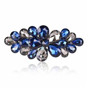 img 4 attached to Sankuwen Flower Luxury Jewelry Design Hairpin Rhinestone Hair Barrette Clip ,Also Perfect Mother'S Day Gifts For Mom(Style B,Dark Blue)