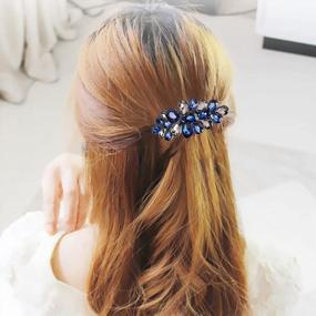 img 1 attached to Sankuwen Flower Luxury Jewelry Design Hairpin Rhinestone Hair Barrette Clip ,Also Perfect Mother'S Day Gifts For Mom(Style B,Dark Blue)