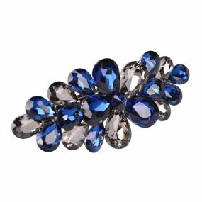 img 3 attached to Sankuwen Flower Luxury Jewelry Design Hairpin Rhinestone Hair Barrette Clip ,Also Perfect Mother'S Day Gifts For Mom(Style B,Dark Blue)