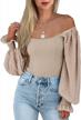 sexy slim knit fall blouses: angashion women's casual long sleeve tops with square neckline logo
