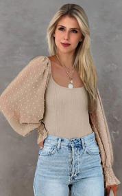 img 3 attached to Sexy Slim Knit Fall Blouses: Angashion Women'S Casual Long Sleeve Tops With Square Neckline