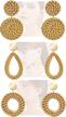 handmade wicker rattan earrings for women - lightweight, geometric, statement drop dangle earrings in straw braid logo