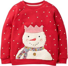 img 4 attached to 🎄 Cute Christmas Sweater for Toddler Girls: Long Sleeve Crewneck Pullover Tops, Ages 1-7