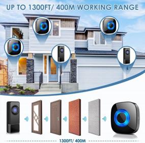 img 2 attached to Wireless Doorbell - PHYSEN Waterproof Chimes For Home, 1300-Ft Range, 58 Melodies & 5 Volume Levels + LED Strobe (1 Button + 1 Receiver)