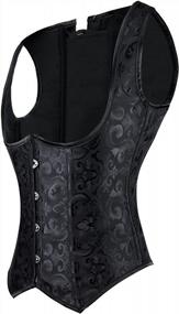 img 1 attached to Flaunt Your Curves With Charmian'S Underbust Corset Vest - Featuring Spiral Steel Boning And Brocade Design