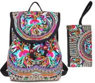 embroidery backpack drawstring shoulder daypack women's handbags & wallets ~ fashion backpacks logo