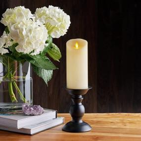 img 2 attached to Luminara Set Of 2 - Flameless Flickering Pillar Candle - Scalloped Edge Smooth Finish Real Wax Pillar, Vanilla Honey Scented Battery Operated (2 C) 600 Hr Runtime, Timer, Remote Ready - Ivory (3"X6.5