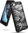 camouflage hard back case for iphone se 5g (3rd gen, 2022), iphone se 2020, and iphone 8/7 by ringke fusion-x - camo black design, heavy duty shockproof bumper, and enhanced phone cover logo