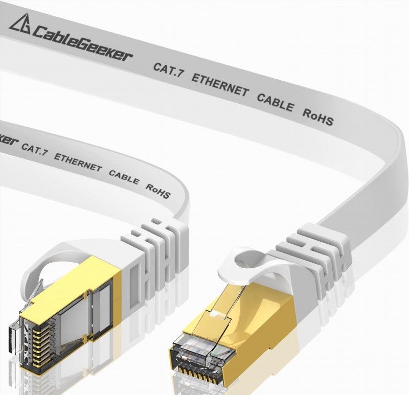 Cat7 Flat Ethernet Network Cable (1.5FT) - 10Gbps 600Mhz High