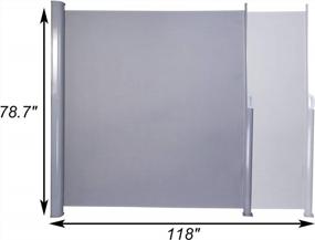 img 1 attached to Серый водонепроницаемый выдвижной боковой тент для патио с алюминиевой стойкой - 118 "LX 78,7 " H - идеальный солнцезащитный козырек, разделитель комнаты и наружный экран