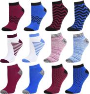 colorful runner ankle socks for women - low-cut athletic socks (12 pairs) in sizes 9-11 and 10-13 by debra weitzner logo