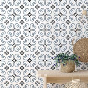 img 3 attached to STENCILIT® Summer Tile Stencil 12X12 Inch Repositionable Floor Tile Stencil For Painting Geometric Concrete Stain Stencil Spanish Design Floor Stencil