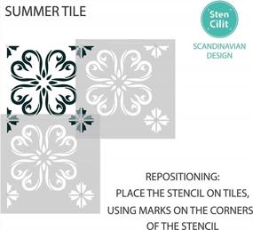 img 2 attached to STENCILIT® Summer Tile Stencil 12X12 Inch Repositionable Floor Tile Stencil For Painting Geometric Concrete Stain Stencil Spanish Design Floor Stencil