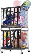 organize your sports equipment with mythinglogic rolling ball storage cart - lockable and stackable garage organizer with elastic straps logo