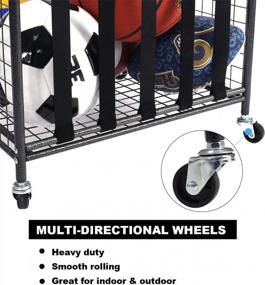 img 1 attached to Organize Your Sports Equipment With Mythinglogic Rolling Ball Storage Cart - Lockable And Stackable Garage Organizer With Elastic Straps