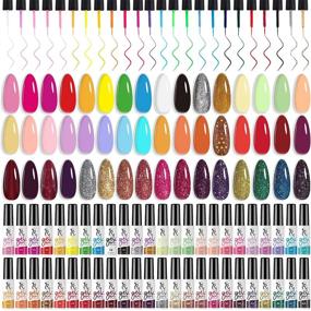 img 4 attached to SXC Cosmetics Gel Liner Nail Art Set Of 48 Colors Series Gel Art Paint Polish For Swirl Nails With Built-In Thin Nail Art Brush In Bottle For Soak Off Nail Art Painting Drawing Gel Designs