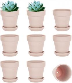 img 4 attached to 9 Pack 3 Inch Small Terra Cotta Plant Pot With Drainage Hole, Pink Clay Flower Pot With Saucer Tray For Indoor Outdoor Plants