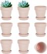 9 pack 3 inch small terra cotta plant pot with drainage hole, pink clay flower pot with saucer tray for indoor outdoor plants logo